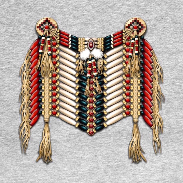 Ivory and Red Native American Breastplate by NaumaddicArts